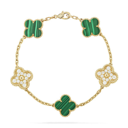 [Camiery] CLOVER 5 MOTIF MALACHITE BRACELET COLLECTION