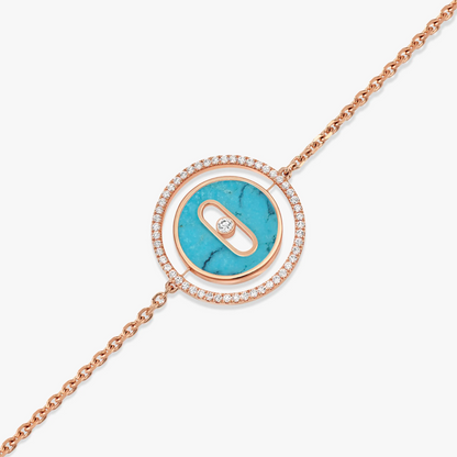 [Camiery]LUCKY MOVE TURQUOISE PINK GOLD DIAMOND BRACELET