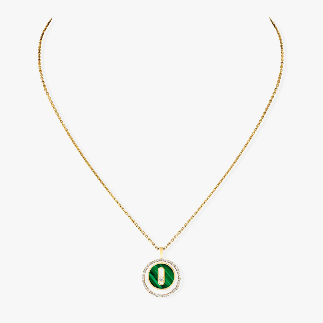 [Camiery]LUCKY MOVE 1 DIAMOND MALACHITE GOLD DIAMOND NECKLACE