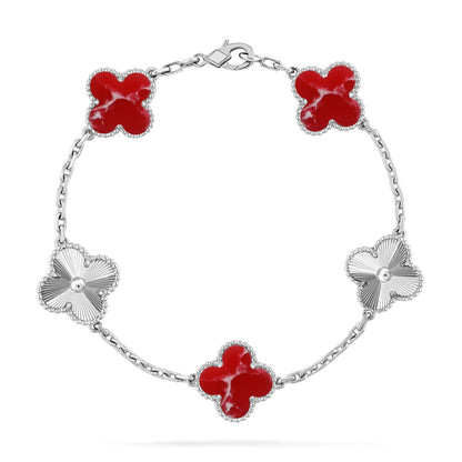 [Camiery]CLOVER 5 MOTIF RED PATTERN BRACELET COLLECTION