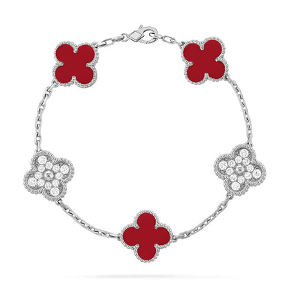 [Camiery] CLOVER 5 MOTIF RED CORNELIAN BRACELET COLLECTION