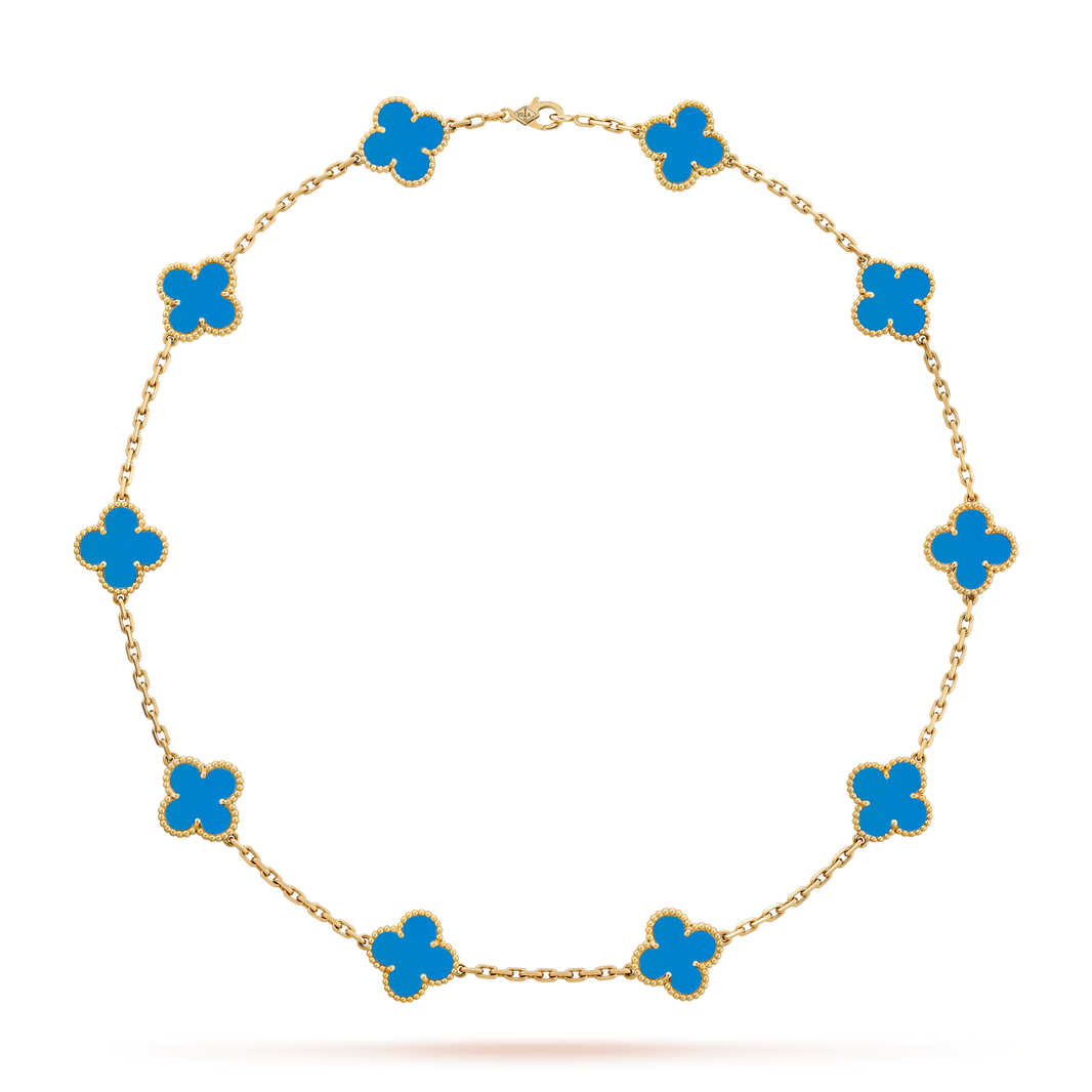 [Camiery]CLOVER 10 MOTIFS BLUE AGATE NECKLACE