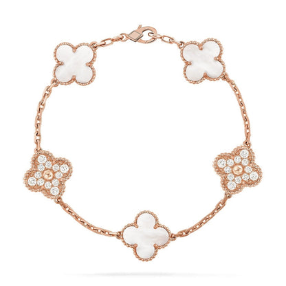 [Camiery]CLOVER WHITE PEARL MOP 5 MOTIF BRACELET COLLECTION