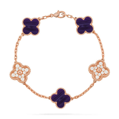 [Camiery]CLOVER 5 MOTIF PURPLE STRIPES BRACELET COLLECTION