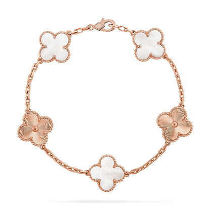 [Camiery]CLOVER WHITE PEARL MOP 5 MOTIF BRACELET COLLECTION