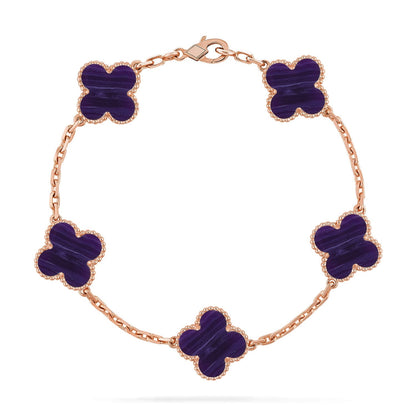 [Camiery]CLOVER 5 MOTIF PURPLE STRIPES BRACELET COLLECTION