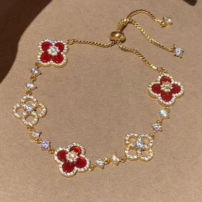 [Camiery]CLOVER 5 MOTIF PINK BLUE RED WHITE BRACELET