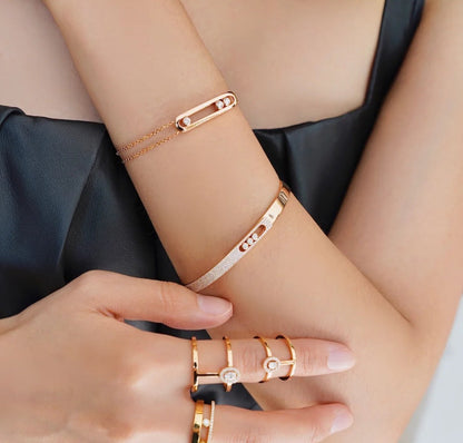 [Camiery]Move Noa Rose Gold Pavé Diamond Bangle Bracelet