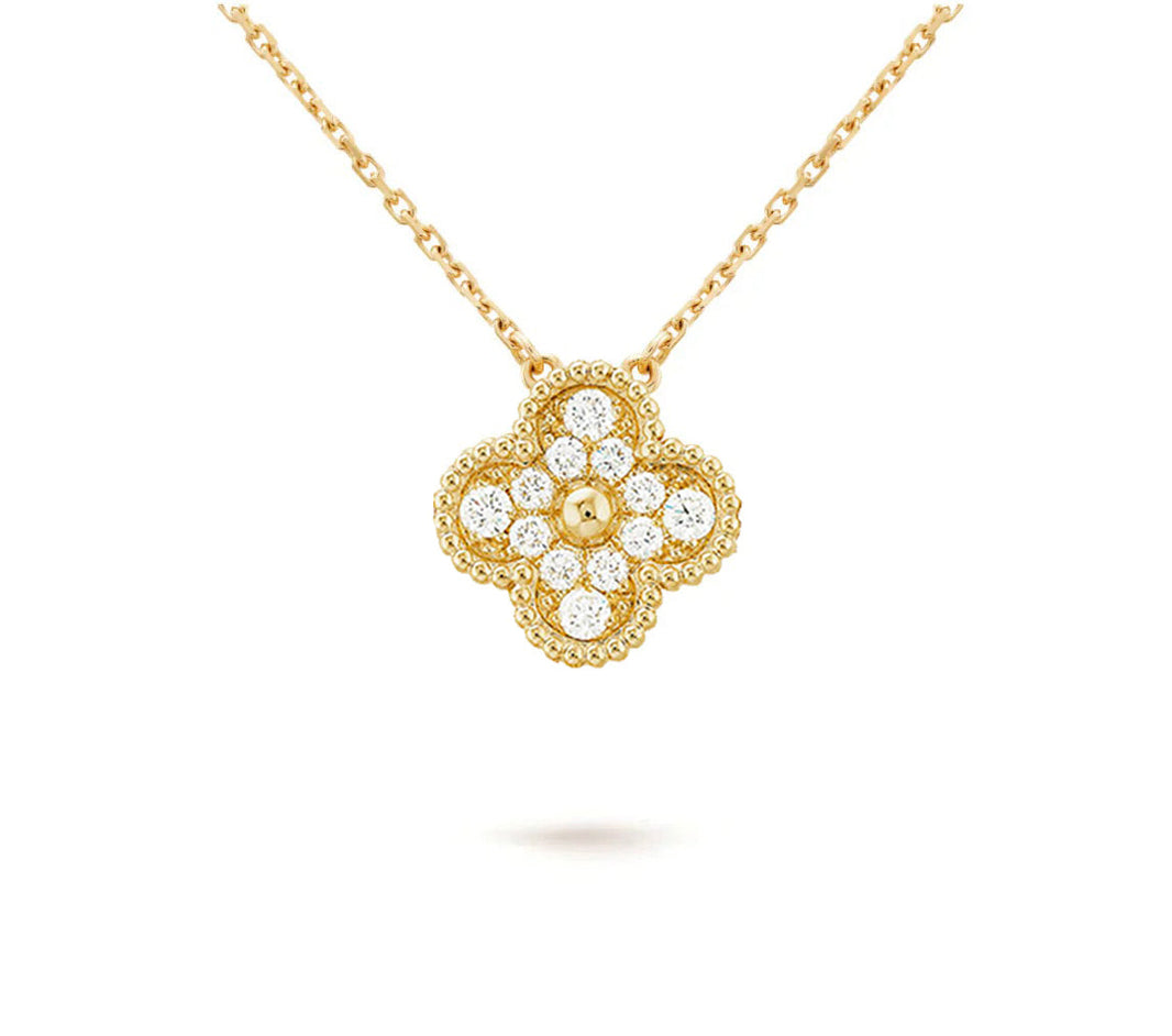 [Camiery]CLOVER 15MM DIAMOND SINGLE FLOWER NECKLACE COLLECTION