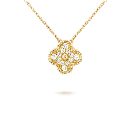 [Camiery]CLOVER 15MM DIAMOND SINGLE FLOWER NECKLACE COLLECTION