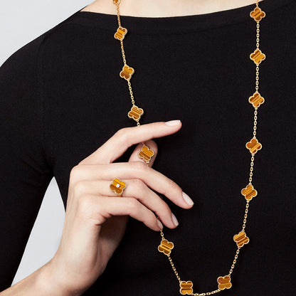 [Camiery]CLOVER 20 MOTIFS TIGER EYE ROSE GOLD