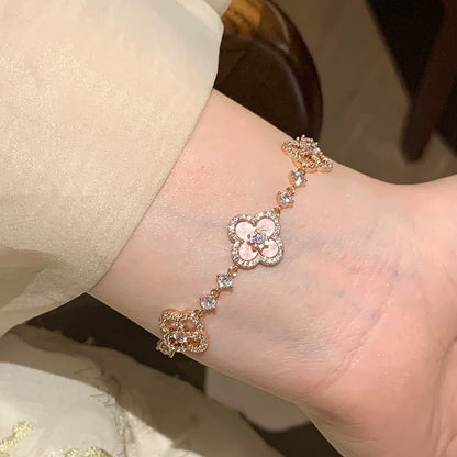 [Camiery]CLOVER 5 MOTIF PINK BLUE RED WHITE BRACELET