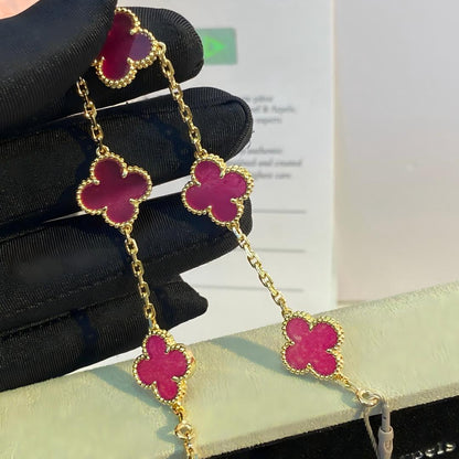 [Camiery]NEW CLOVER 5 MOTIFS PINK ENAMEL BRACELET