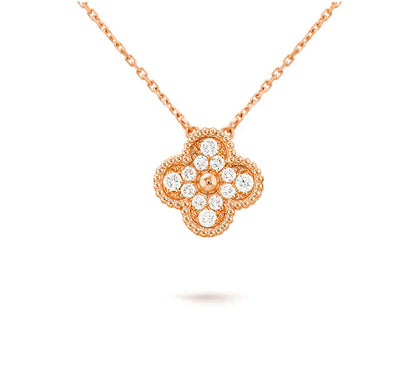 [Camiery]CLOVER 15MM DIAMOND SINGLE FLOWER NECKLACE COLLECTION
