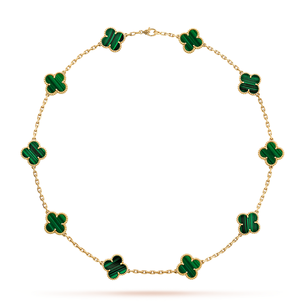 [Camiery]CLOVER 10 MOTIFS MALACHITE NECKLACE