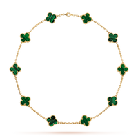 [Camiery]CLOVER 10 MOTIFS MALACHITE NECKLACE