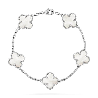 [Camiery]CLOVER WHITE PEARL MOP 5 MOTIF BRACELET COLLECTION