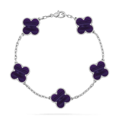 [Camiery]CLOVER 5 MOTIF PURPLE STRIPES BRACELET COLLECTION