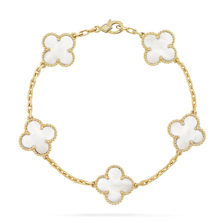 [Camiery]CLOVER WHITE PEARL MOP 5 MOTIF BRACELET COLLECTION
