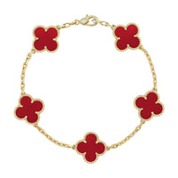 [Camiery] CLOVER 5 MOTIF RED CORNELIAN BRACELET COLLECTION