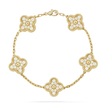 [Camiery] CLOVER 5 MOTIF FULL DIAMOND BRACELET COLLECTION