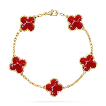 [Camiery]CLOVER 5 MOTIF RED PATTERN BRACELET COLLECTION