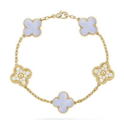 [Camiery] CLOVER 5 MOTIF PURPLE CHALCEDONY BRACELET COLLECTION
