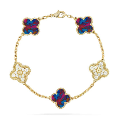 [Camiery]CLOVER 5 MOTIF COLOR GEMSTONES BRACELET COLLECTION