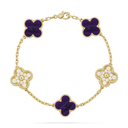 [Camiery]CLOVER 5 MOTIF PURPLE STRIPES BRACELET COLLECTION