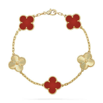 [Camiery] CLOVER 5 MOTIF RED CORNELIAN BRACELET COLLECTION