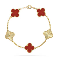 [Camiery]CLOVER  5 MOTIFS CARNELIAN GOLD BRACELET