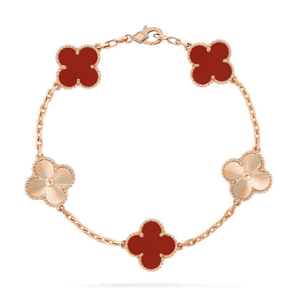 [Camiery]CLOVER  5 MOTIFS CARNELIAN GOLD BRACELET