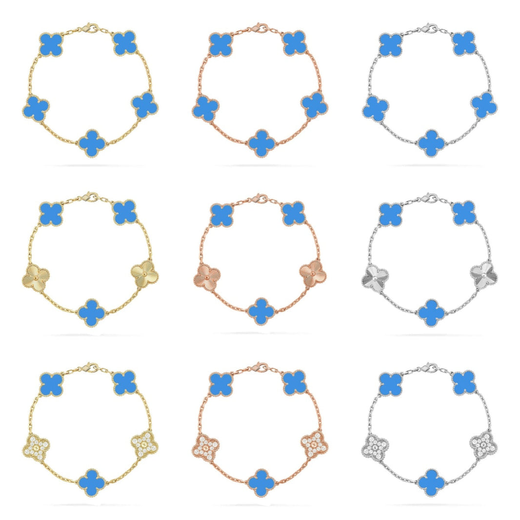[Camiery] CLOVER 5 MOTIF BLUE AGATE BRACELET COLLECTION