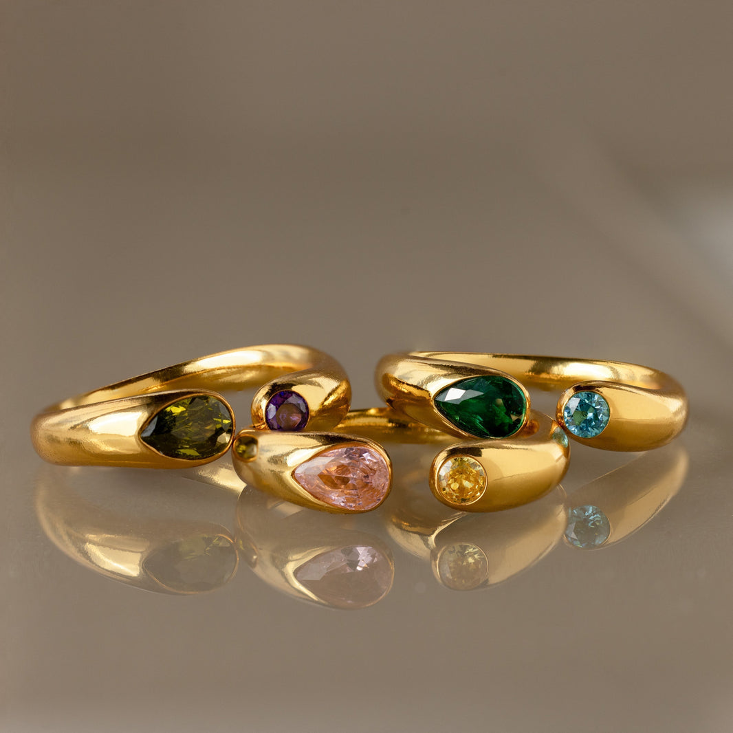 Toi et Moi Birthstone Signet Ring
