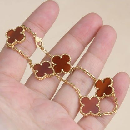 [Camiery] CLOVER 5 MOTIF RED CORNELIAN BRACELET COLLECTION