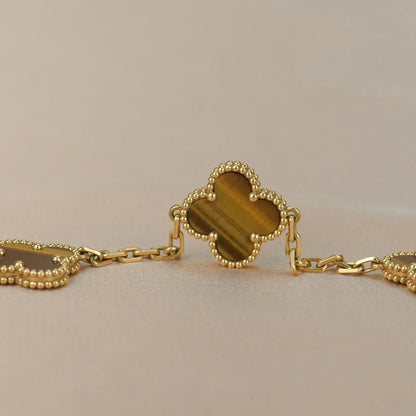 [Camiery] CLOVER 5 MOTIFS TIGER EYE BRACELET COLLECTION