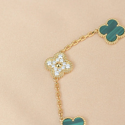[Camiery] CLOVER 5 MOTIF MALACHITE BRACELET COLLECTION