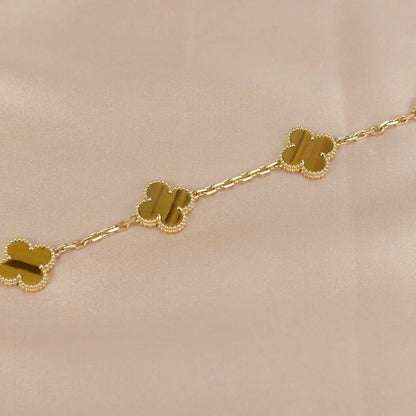[Camiery] CLOVER 5 MOTIFS TIGER EYE BRACELET COLLECTION