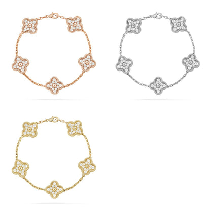 [Camiery] CLOVER 5 MOTIF FULL DIAMOND BRACELET COLLECTION
