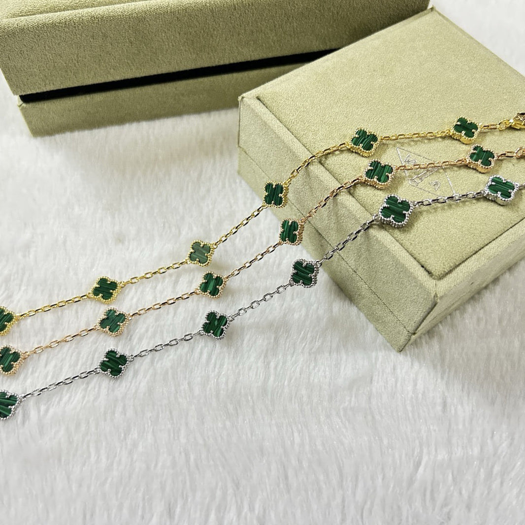 [Camiery]CLOVER 6 MOTIF MALACHITE BRACELET