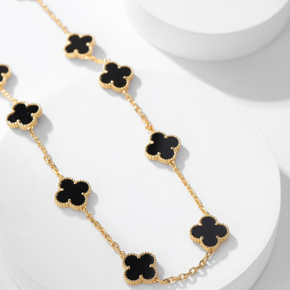 [Camiery]CLOVER 10 MOTIFS ONYX NECKLACE