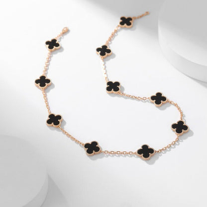 [Camiery]CLOVER 10 MOTIFS ONYX NECKLACE