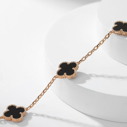 [Camiery]CLOVER 10 MOTIFS ONYX NECKLACE