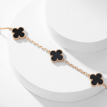 [Camiery]CLOVER 10 MOTIFS ONYX NECKLACE