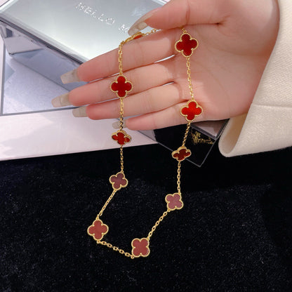[Camiery]CLOVER 10 MOTIFS CARNELIAN NECKLACE