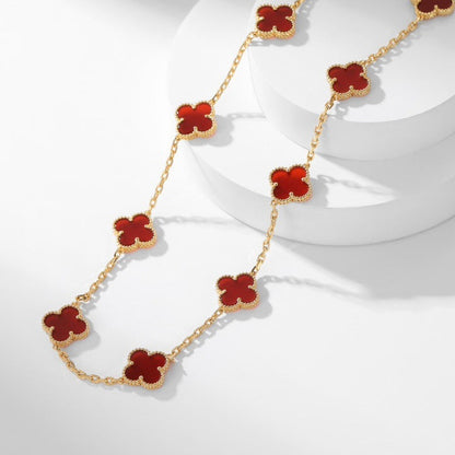 [Camiery]CLOVER 10 MOTIFS CARNELIAN NECKLACE
