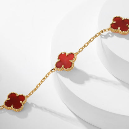 [Camiery]CLOVER 10 MOTIFS CARNELIAN NECKLACE