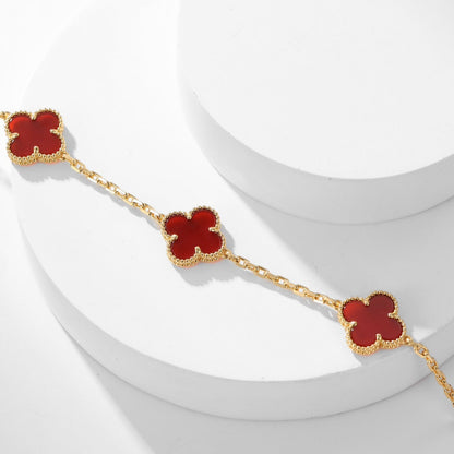 [Camiery]CLOVER 10 MOTIFS CARNELIAN NECKLACE