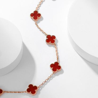 [Camiery]CLOVER 10 MOTIFS CARNELIAN NECKLACE
