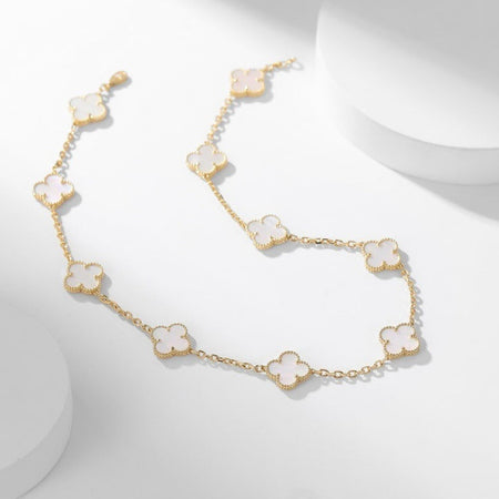 [Camiery]CLOVER 10 MOTIFS WHITE MOTHER OF PEARL NECKLACE